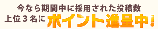 １投稿（採用）に付き300ptプレゼント！